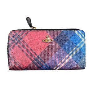 Vivienne Westwood Red Plaid Long Leather Wallet